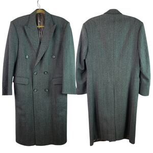 Burberry England Gray Wool Double Breasted Vintage Top Coat Men's 36